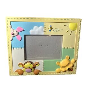 Disney Store Winnie the Pooh Picture Frame 3D Patchwork  Nursery Tigger Piglet